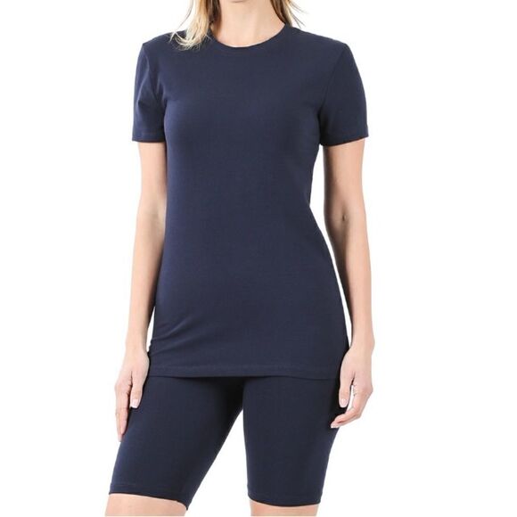 NWT COTTON ROUND NECK TOP & BIKE SHORTS SET - Picture 2 of 3